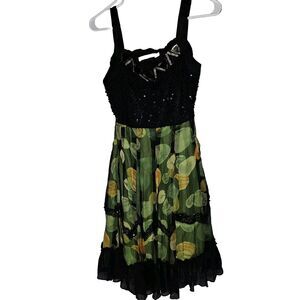 Vintage Dress With Black Sequins and Mirrored Rhinestones Womens Size 6 Party